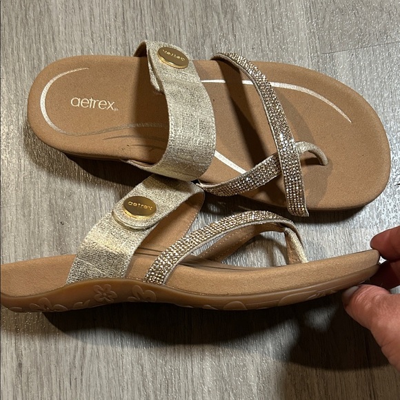 Aetrex Women's Sandals in Tan and Gold - Picture 3 of 8